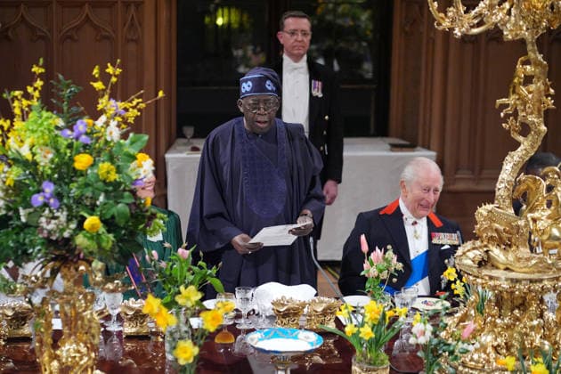 . 18 03 2026. Windsor , United Kingdom. King Charles III ,Queen Camilla, Prince William and Kate Middleton, the Prince and Princess of Wales, with President of Nigeria Bola Ahmed Tinubu and First Lady Oluremi Tinubu at a State Banquet at Windsor Castle, on the first day of their state visit to the UK.  xi-Imagesx xPoolx IIM-26645-0157