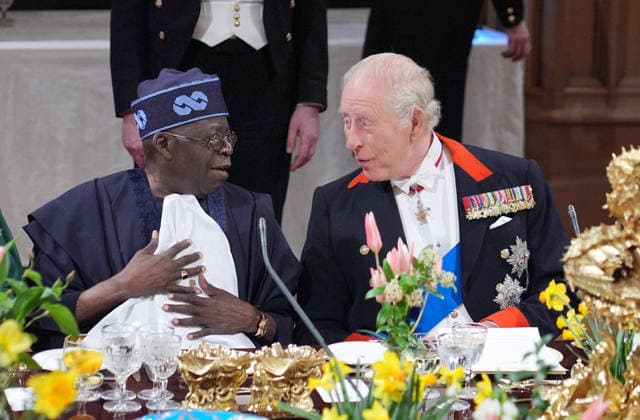 . 18 03 2026. Windsor , United Kingdom. King Charles III ,Queen Camilla, Prince William and Kate Middleton, the Prince and Princess of Wales, with President of Nigeria Bola Ahmed Tinubu and First Lady Oluremi Tinubu at a State Banquet at Windsor Castle, on the first day of their state visit to the UK.  xi-Imagesx xPoolx IIM-26645-0167