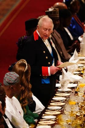 . 18 03 2026. Windsor , United Kingdom. King Charles III ,Queen Camilla, Prince William and Kate Middleton, the Prince and Princess of Wales, with President of Nigeria Bola Ahmed Tinubu and First Lady Oluremi Tinubu at a State Banquet at Windsor Castle, on the first day of their state visit to the UK.  xi-Imagesx xPoolx IIM-26645-0178