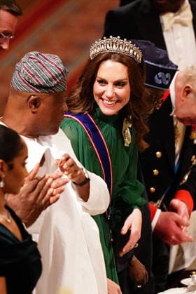 . 18 03 2026. Windsor , United Kingdom. King Charles III ,Queen Camilla, Prince William and Kate Middleton, the Prince and Princess of Wales, with President of Nigeria Bola Ahmed Tinubu and First Lady Oluremi Tinubu at a State Banquet at Windsor Castle, on the first day of their state visit to the UK.  xi-Imagesx xPoolx IIM-26645-0182