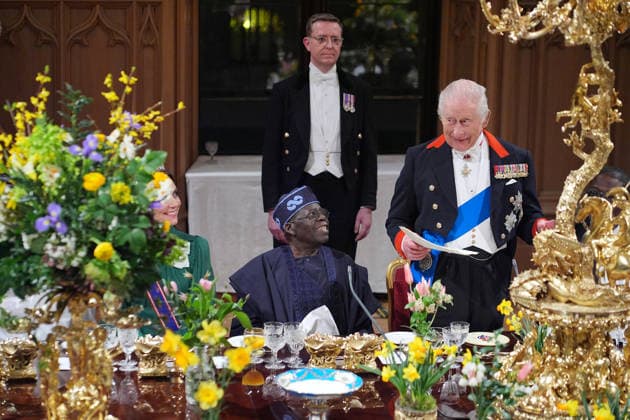 Nigerian State visit to the UK The State Banquet for The President, Bola Ahmed Tinubu, and First Lady of Nigeria, Oluremi Tinubu, on the first day of their State visit to the UK, at Windsor Castle, Windsor, Berkshire, UK, on the 18th March 2026. Picture by Aaron Chown WPA-Pool Windsor Windsor Castle Berkshire United Kingdom  WHA-0814