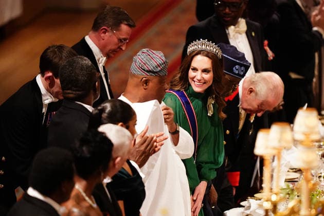Nigerian State visit to the UK The State Banquet for The President, Bola Ahmed Tinubu, and First Lady of Nigeria, Oluremi Tinubu, on the first day of their State visit to the UK, at Windsor Castle, Windsor, Berkshire, UK, on the 18th March 2026. Picture by Aaron Chown WPA-Pool Windsor Windsor Castle Berkshire United Kingdom  WHA-0814