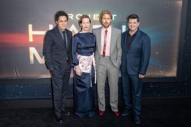 Project Hail Mary New York Premiere, New York, USA - 18 Mar 2026 (L-R) Phil Lord, Sandra Hüller, Ryan Gosling and Chris Miller attend Project Hail Mary New York premiere at Lincoln Center on March 18, 2026 in New York City. New York United States Copyright: xRonxAdarx xSOPAxImagesx _radar_phm_20260318_02066