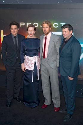 Phil Lord, Sandra Hüller, Ryan Gosling und Christopher Miller bei der Premiere des Kinofilms Project Hail Mary Der Astronaut im Lincoln Center. New York, 18.03.2026