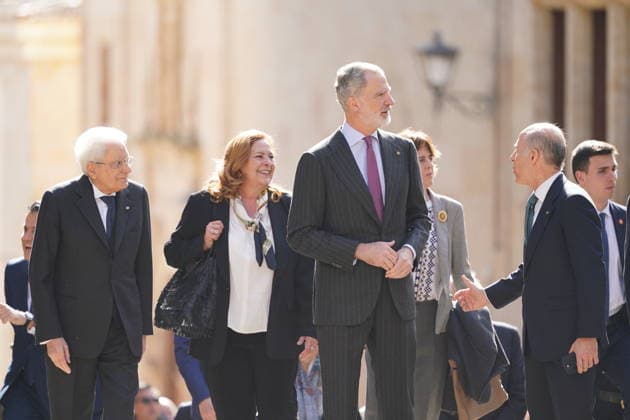 King Felipe VI presides over the investiture of Sergio Mattarella as doctor honoris causa in Salamanca King Felipe VI c presides over the investiture of the President of the Italian Republic, Sergio Mattarella i , as doctor honoris causa by the University of Salamanca, on March 19, 2026, in Salamanca, Castilla y León Spain The investiture is held in the Paraninfo of the University of Salamanca, This honorary doctorate recognizes Mattarellas legal and political career and his defense of humanism, Europeanism and culture as the basis of democracy 19 MARCH 2026 Manuel Á Salamanca Salamanca Salamanca Spain  Copyright: xManuelxÃngelxLayax 7379451