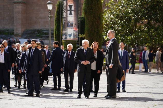King Felipe VI presides over the investiture of Sergio Mattarella as doctor honoris causa in Salamanca King Felipe VI presides over the investiture of the President of the Italian Republic, Sergio Mattarella 2d , as doctor honoris causa by the University of Salamanca, on March 19, 2026, in Salamanca, Castilla y León Spain The investiture is celebrated in the Paraninfo of the University of Salamanca, This honorary doctorate recognizes Mattarellas legal and political career and his defense of humanism, Europeanism and culture as the basis of democracy 19 MARCH 2026 Manuel Á Salamanca Salamanca Salamanca Spain  Copyright: xManuelxÃngelxLayax 7379455