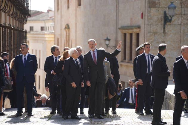 King Felipe VI presides over the investiture of Sergio Mattarella as doctor honoris causa in Salamanca King Felipe VI c presides over the investiture of the President of the Italian Republic, Sergio Mattarella i , as doctor honoris causa by the University of Salamanca, on March 19, 2026, in Salamanca, Castilla y León Spain The investiture is held in the Paraninfo of the University of Salamanca, This honorary doctorate recognizes Mattarellas legal and political career and his defense of humanism, Europeanism and culture as the basis of democracy 19 MARCH 2026 Manuel Á Salamanca Salamanca Salamanca Spain  Copyright: xManuelxÃngelxLayax 7379460