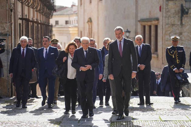 Felipe VI presides over the investiture of Sergio Mattarella as doctor honoris causa in Salamanca King Felipe VI upon his arrival to preside over the investiture of the President of the Italian Republic, Sergio Mattarella i , as doctor honoris causa by the University of Salamanca, on March 19, 2026, in Salamanca, Castilla y León Spain The investiture is held in the Paraninfo of the University of Salamanca, This honorary doctorate recognizes Mattarellas legal and political career and his defense of humanism, Europeanism and culture as the basis of democracy 19 MARCH 2026 Manuel Á Salamanca Salamanca Salamanca Spain  Copyright: xManuelxÃngelxLayax 7380064