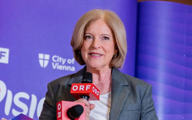 20260319 ESC Medienupdate WIEN, OESTERREICH - 19. MAERZ: Journalistin, ORF-Fernsehmoderatorin, Radiodirektorin und ORF-Interims-Generaldirektorin Thurnher waehrend des Mediengespraechs anlaesslich eines ORF Updates zum 70. Eurovision Song Contest vom 12. bis zum 16. Mai 2026 in Wien im Foyer der Halle F der Wiener Stadthalle am 19. Maerz 2026 in Wien, Oesterreich. 260319_SEPA_17_012 Copyright: xIsabellexOuvrardx SEPAxMedia