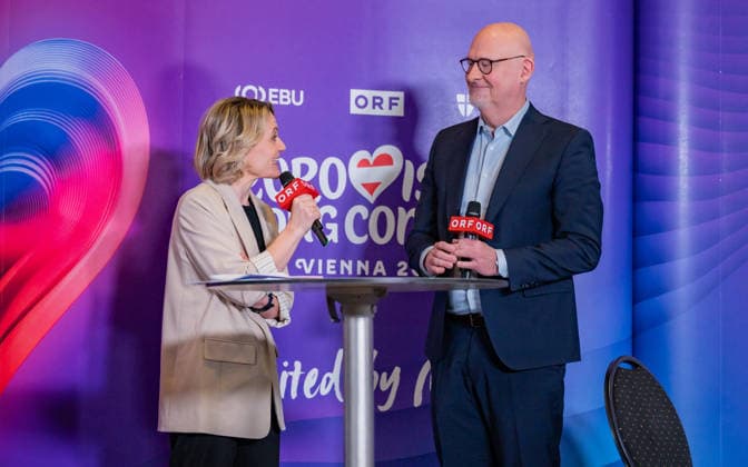 20260319 ESC Medienupdate WIEN, OESTERREICH - 19. MAERZ: ORF Fernseh-Programmdirektorin Stefanie Groiss-Horowitz und Autor, Medienproduzent, Showentwickler und Head of Show - Eurovision Song Contest 2026 Mischa Zickle waehrend des Mediengespraechs anlaesslich eines ORF Updates zum 70. Eurovision Song Contest vom 12. bis zum 16. Mai 2026 in Wien im Foyer der Halle F der Wiener Stadthalle am 19. Maerz 2026 in Wien, Oesterreich. 260319_SEPA_17_031 Copyright: xIsabellexOuvrardx SEPAxMedia