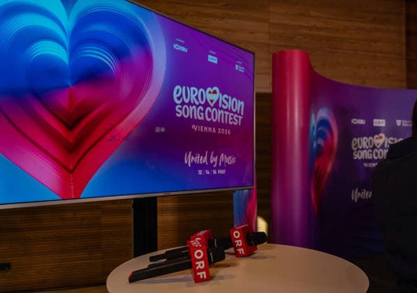 20260319 ESC Medienupdate WIEN, OESTERREICH - 19. MAERZ: Sujet - Symbolbild - Mediengespraech anlaesslich eines ORF Updates zum 70. Eurovision Song Contest vom 12. bis zum 16. Mai 2026 in Wien im Foyer der Halle F der Wiener Stadthalle am 19. Maerz 2026 in Wien, Oesterreich. 260319_SEPA_17_037 Copyright: xIsabellexOuvrardx SEPAxMedia