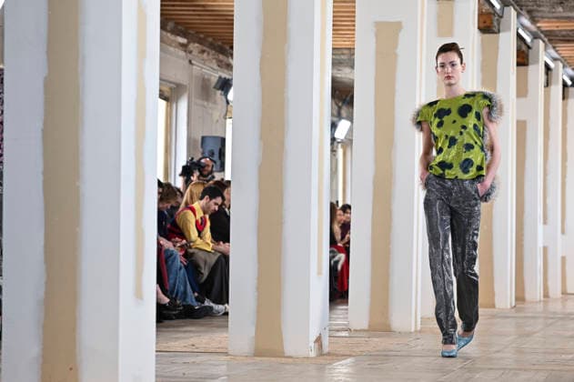 February 28, 2026, Madrid, Spain: A model walks the runway wearing a design by Ernesto Naranjo during Mercedes-Benz Fashion Week de Madrid at Palacio Fernaz Nunoz. Madrid Spain - ZUMAs197 20260228_aaa_s197_2440 Copyright: xAtilanoxGarciax
