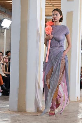 February 28, 2026, Madrid, Spain: A model walks the runway wearing a design by Ernesto Naranjo during Mercedes-Benz Fashion Week de Madrid at Palacio Fernaz Nunoz. Madrid Spain - ZUMAs197 20260228_aaa_s197_2448 Copyright: xAtilanoxGarciax