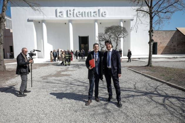 March 19, 2026, Venice, Rome, Italy: Presentation of the completely renovated Central Pavilion at the Giardini della Biennale. Veneto Region President Alberto Stefani with Biennale President Pietrangelo Buttafuoco. Venice, March 19, 2026 Venice Italy  - ZUMAa289 20260319_zia_a289_138 Copyright: xMircoxToniolox
