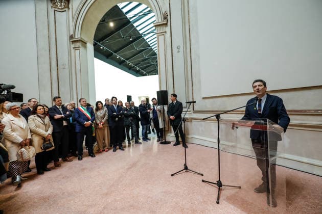 March 19, 2026, Venice, Rome, Italy: Presentation of the completely renovated Central Pavilion at the Giardini della Biennale. Biennale President Pietrangelo Buttafuoco Venice, March 19, 2026 Venice Italy  - ZUMAa289 20260319_zia_a289_168 Copyright: xMircoxToniolox