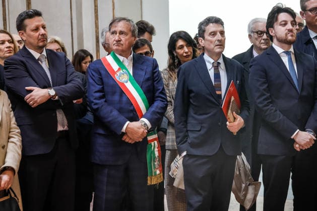 March 19, 2026, Venice, Rome, Italy: Presentation of the completely renovated Central Pavilion at the Giardini della Biennale. Biennale President Pietrangelo Buttafuoco and Regional President Alberto Stefani; on the left, Deputy Chief of Staff Valerio Sarcone. Venice, March 19, 2026 Venice Italy  - ZUMAa289 20260319_zia_a289_171 Copyright: xMircoxToniolox