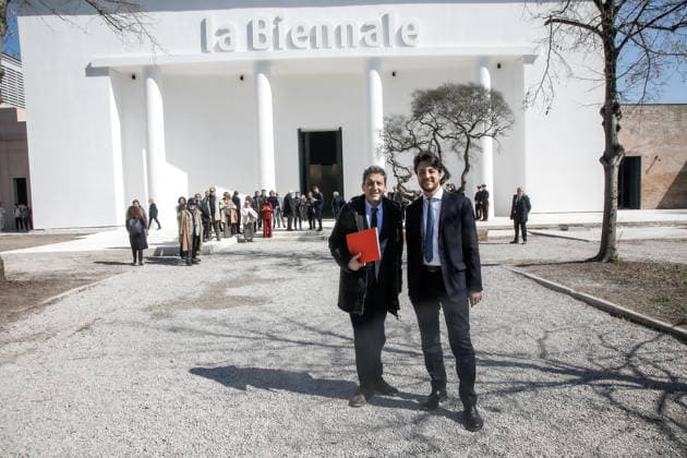 March 19, 2026, Venice, Rome, Italy: Presentation of the completely renovated Central Pavilion at the Giardini della Biennale. Veneto Region President Alberto Stefani with Biennale President Pietrangelo Buttafuoco. Venice, March 19, 2026 Venice Italy  - ZUMAa289 20260319_zia_a289_154 Copyright: xMircoxToniolox