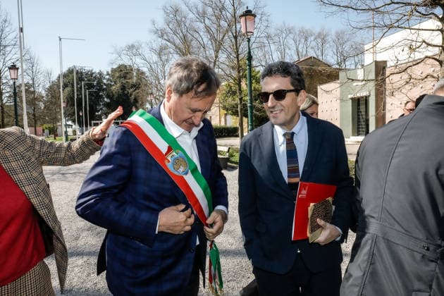 March 19, 2026, Venice, Rome, Italy: Presentation of the completely renovated Central Pavilion at the Giardini della Biennale. Biennale President Pietrangelo Buttafuoco and Mayor Luigi Brugnaro Venice, March 19, 2026 Venice Italy  - ZUMAa289 20260319_zia_a289_145 Copyright: xMircoxToniolox
