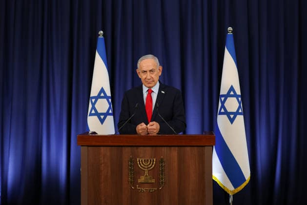 Israeli Prime Minister Benjamin Netanyahu speaks during a press conference, amid the U.S.-Israel conflict with Iran, in Jerusalem, on Thursday, March 19, 2026. Pool  JERX20260319104 RonenxZvulun