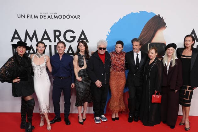 March 19, 2026, Madrid, Madrid, Spain: Spanish director PEDRO ALMODOVAR (4rd-L) and the star studded ensemble cast of his latest feature film AMARGA NAVIDAD (BITTER CHRISTMAS) pose at the red carpet held at the Real Casino de Madrid. This movie marks the 24th feature film in the career of the two time Academy Award winner, cementing his status as the most influential figure in Spanish cinematography history. The production by EL DESEO features a prestigious cast including BARBARA LENNIE, LEONARDO SBARAGLIA, AITANA SANCHEZ GIJON, VICTORIA LUENGO, PATRICK CRIADO, MILENA SMIT, and QUIM GUTIERREZ, with special appearances by ROSSY DE PALMA, CARMEN MACHI, and GLORIA MUNOZ. The film explores the thin line between reality and autofiction. The thea - ZUMAo127 20260319_zep_o127_113 Copyright: xHugoxOrtunox