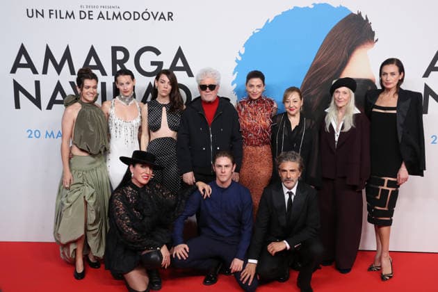 March 19, 2026, Madrid, Madrid, Spain: Spanish director PEDRO ALMODOVAR (4rd-L) and the star studded ensemble cast of his latest feature film AMARGA NAVIDAD (BITTER CHRISTMAS) pose at the red carpet held at the Real Casino de Madrid. This movie marks the 24th feature film in the career of the two time Academy Award winner, cementing his status as the most influential figure in Spanish cinematography history. The production by EL DESEO features a prestigious cast including BARBARA LENNIE, LEONARDO SBARAGLIA, AITANA SANCHEZ GIJON, VICTORIA LUENGO, PATRICK CRIADO, MILENA SMIT, and QUIM GUTIERREZ, with special appearances by ROSSY DE PALMA, CARMEN MACHI, and GLORIA MUNOZ. The film explores the thin line between reality and autofiction. The thea - ZUMAo127 20260319_zep_o127_112 Copyright: xHugoxOrtunox