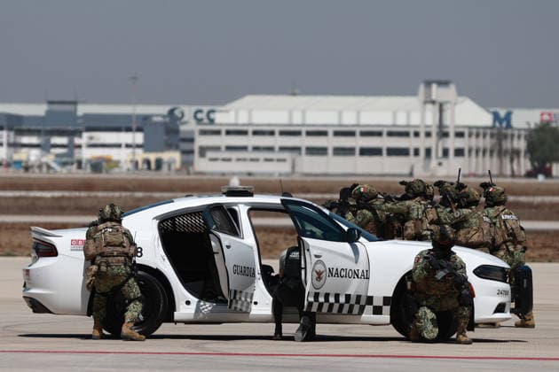 Military exercise under the Kukulcan security plan for the 2026 FIFA World Cup in Mexico ZUMPANGO, MEXICO - MARCH 19: Members of the Mexican Army conduct operations during the Ollamani military exercise, at the Santa Lucia Air Force base, in Zumpango, Mexico on March 19, 2026. According to Mexican authorities, the exercise is part of interagency security coordination under the Kukulcan security plan for the 2026 FIFA World Cup, involving technical groups set up by a high-level committee on disarmament, terrorism and international security. Daniel Cardenas Anadolu Zumpango Mexico. Editorial use only. Please get in touch for any other usage.  Copyright: x2026xAnadoluxDanielxCardenasx