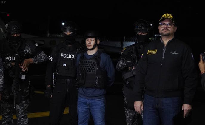 GYE LOBO MENOR Guayaquil, Thursday, March 19, 2026 Angel Aguilar aka Lobo Menor captured in Mexico arrived tonight at Aeropolicial in Guayaquil, accused as the mastermind of the death of Fernando Villavincencio Photos CÃ sar Munoz API Guayaquil Guayaquil Guayas Ecuador CLJ GYE LOBOMENOR 60c387f2a2f4bd01d5bb45038a9091ab Copyright: xCÃ sarxMunozx