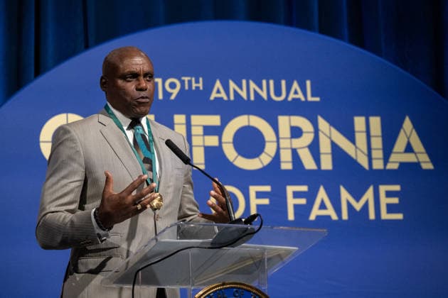March 19, 2026, Sacramento, Ca, USA: Olympian Carl Lewis delivers his acceptance speech during the induction of the 19th class to the California Hall of Fame at the California Museum on Thursday, March 19, 2026, in Sacramento. Sacramento USA - ZUMAj89_ 20260319_zaf_j89_023 Copyright: xPaulxKitagakixJr.x