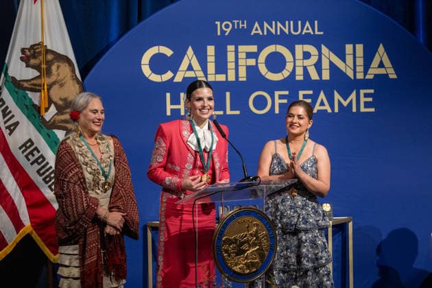 March 19, 2026, Sacramento, Ca, USA: Members of Mariachi Reyna de Los oÂngeles, First all-women mariachi ensemble in the U.S.accept award during the induction of the 19th Class to the California Hall of Fame at the California Museum on Thursday, March 19, 2026 in Sacramento. Sacramento USA - ZUMAj89_ 20260319_zaf_j89_030 Copyright: xPaulxKitagakixJr.x