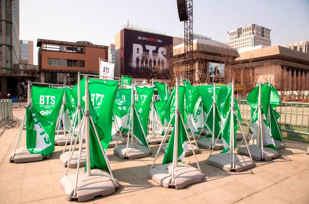 BTS s upcoming comeback concert, Mar 20, 2026 : The venue for BTS s comeback concert at Gwanghwamun Square in central Seoul, South Korea. BTS s comeback concert will be held on March 21, a day after the K-Pop boy band released its fifth full-length album, ARIRANG .  aflo_324181195