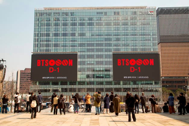 BTS s upcoming comeback concert, Mar 20, 2026 : The venue for BTS s comeback concert at Gwanghwamun Square in central Seoul, South Korea. BTS s comeback concert will be held on March 21, a day after the K-Pop boy band released its fifth full-length album, ARIRANG .  aflo_324181205