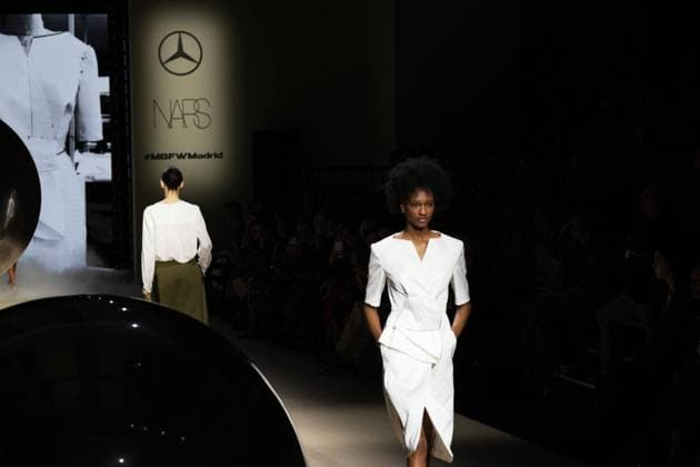A model wears at collection runway a creation from Miguel Palacio during Pasarela Cibeles Mercedes-Benz Fashion Week Madrid 2026 in Madrid, on Friday, 20 March 2026. Cordon Press 