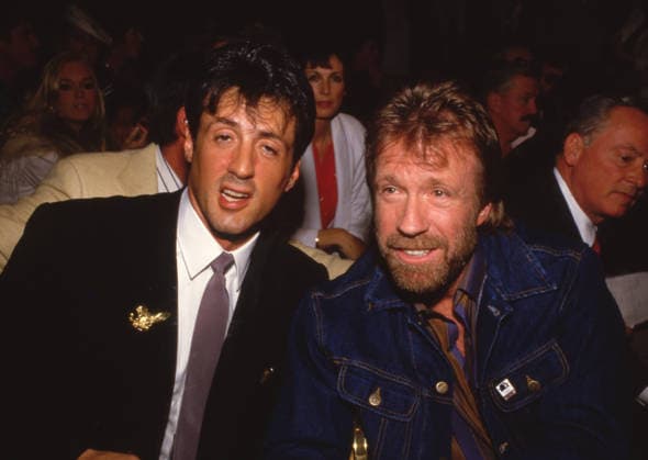 **FILE PHOTO** Chuck Norris Has Passed Away. Sylvester Stallone and Chuck Norris Circa 1980 s Copyright: xRalphxDominguez MediaPunchx