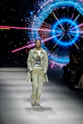 Custo Barcelona fashion show at Mercedes Benz Fashion Week Madrid A model during the Custo Barcelona fashion show at Mercedes Benz Fashion Week Madrid, March 20, 2026, in Madrid Spain The Catalan firm, led by designer Custo Dalmau, presents at the MBFWMadrid its new collection We Own the Light, a proposal of free spirit and vibrant graphics that claims the light as a symbol of energy and identity on the great catwalk of IFEMA Madrid 20 MARCH 2026 FASHION SHOW DESIGNER CUSTO MBFW Madrid Madrid Madrid Spain  Copyright: xRicardoxRubiox 7383528