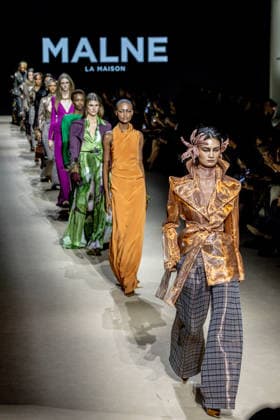 Malne fashion show at Mercedes Benz Fashion Week Madrid Several models during a Malne fashion show at Mercedes Benz Fashion Week Madrid, on March 20, 2026, in Madrid Spain The Madrid-based firm, directed by designers Paloma Álvarez and Juanjo Mánez, presents at the 83rd edition of MBFWMadrid its sustainable and slow fashion haute couture proposal, in the year of the 40th anniversary of the catwalk, which brings together at IFEMA its main Spanish fashion creators, presents at the 83rd edition of MBFWMadrid its proposal of sustainable haute couture and slow fashion, in the year of the 40th anniversary of the catwalk, which brings together at IFEMA the main creators of contemporary Spanish fashion today 20 MARCH 2026 FASHION DESIGNER COLLECTI Copyright: xRicardoxRubiox 7383609