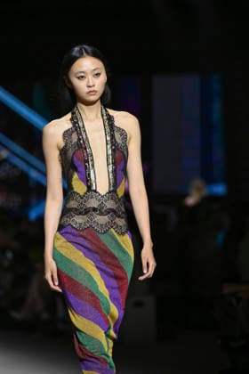 Custo - Mercedes-Benz Fashion Week Madrid - 20 Mar 2026 A model walks the runway wearing a design by Custo during the Mercedes-Benz Fashion Week de Madrid in IFEMA. Madrid Spain Copyright: xAtilanoxGarciax xSOPAxImagesx photos09742