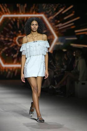 Custo - Mercedes-Benz Fashion Week Madrid - 20 Mar 2026 A model walks the runway wearing a design by Custo during the Mercedes-Benz Fashion Week de Madrid in IFEMA. Madrid Spain Copyright: xAtilanoxGarciax xSOPAxImagesx photos09720
