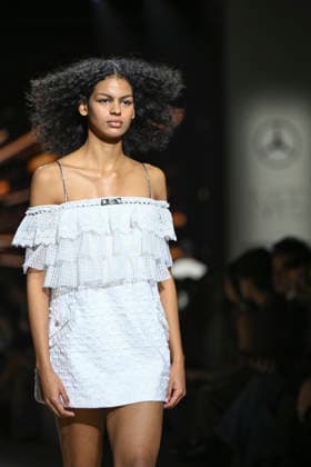 Custo - Mercedes-Benz Fashion Week Madrid - 20 Mar 2026 A model walks the runway wearing a design by Custo during the Mercedes-Benz Fashion Week de Madrid in IFEMA. Madrid Spain Copyright: xAtilanoxGarciax xSOPAxImagesx photos09721