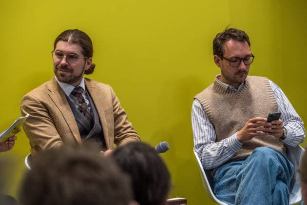Dritter Tag der Leipziger Buchmesse 2026. Massenandrang, Lange Schlangen und lange wartezeiten bestimmten das Bild. Lukas Rietzschel und alexander prinz Leipziger Buchmesse 2026 Tag 3
