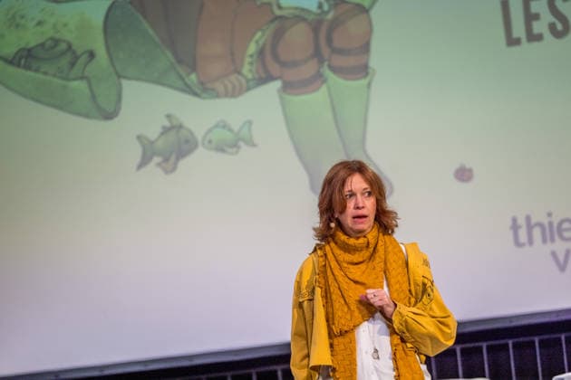 Dritter Tag der Leipziger Buchmesse 2026. Massenandrang, Lange Schlangen und lange wartezeiten bestimmten das Bild. Hier autorin und synchronsprecherin Sabine Bohlmann. Bekannt für die Sprechrolle der Lisa Simpson. Leipziger Buchmesse 2026 Tag 3