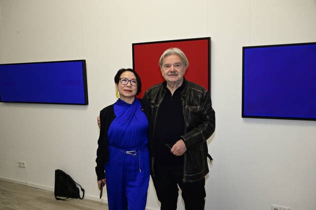 Ling Luo und Reinhard Roy bei der Vernissage Konkrete Sicht: Formen, Linien, Strukturen bei KiA Contemporary Galerie. Görlitz, 20.03.2026 Copyright: xMatthiasxWehnertx