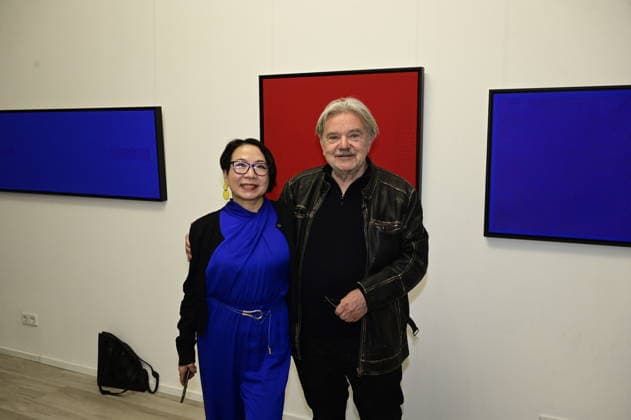 Ling Luo und Reinhard Roy bei der Vernissage Konkrete Sicht: Formen, Linien, Strukturen bei KiA Contemporary Galerie. Görlitz, 20.03.2026 Copyright: xMatthiasxWehnertx