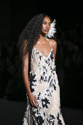 February 28, 2026, Madrid, Spain: A model walks the runway wearing a design by Menchen Tomas during Mercedes-Benz Fashion Week de Madrid in IFEMA. Madrid Spain - ZUMAs197 20260228_aaa_s197_2909 Copyright: xAtilanoxGarciax