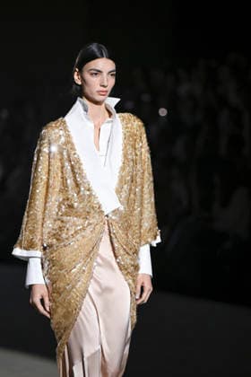 February 28, 2026, Madrid, Spain: A model walks the runway wearing a design by Menchen Tomas during Mercedes-Benz Fashion Week de Madrid in IFEMA. Madrid Spain - ZUMAs197 20260228_aaa_s197_2940 Copyright: xAtilanoxGarciax