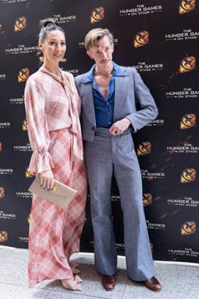 London, red carpet arrivals for the world premiere of The Hunger Games: On Stage at the Troubadour Canary Wharf Theatre. Pictured: Rachel Duffy, Stephen Libby  Copyright: xcristinaxmasseix xipa-agency.netx xx IPA_Agency_IPA73315870