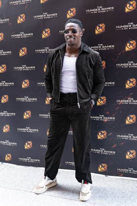 London, red carpet arrivals for the world premiere of The Hunger Games: On Stage at the Troubadour Canary Wharf Theatre. Pictured: Harry Aikines-Aryeetey  Copyright: xcristinaxmasseix xipa-agency.netx xx IPA_Agency_IPA73315917