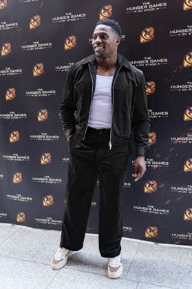 London, red carpet arrivals for the world premiere of The Hunger Games: On Stage at the Troubadour Canary Wharf Theatre. Pictured: Harry Aikines-Aryeetey  Copyright: xcristinaxmasseix xipa-agency.netx xx IPA_Agency_IPA73315936