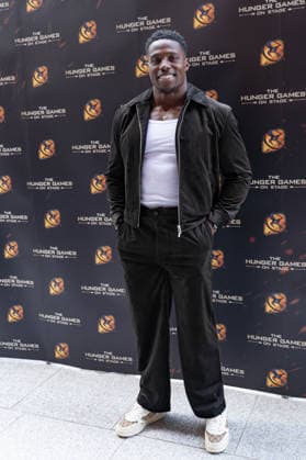 London, red carpet arrivals for the world premiere of The Hunger Games: On Stage at the Troubadour Canary Wharf Theatre. Pictured: Harry Aikines-Aryeetey  Copyright: xcristinaxmasseix xipa-agency.netx xx IPA_Agency_IPA73315953
