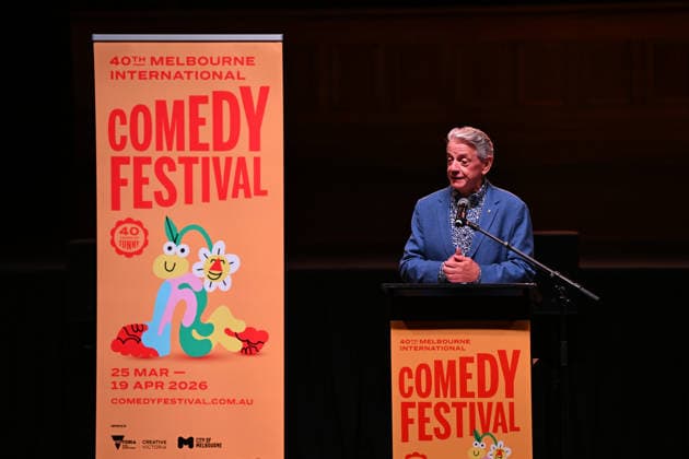 MELBOURNE COMEDY FESTIVAL LAUNCH, Melbouren Comedy Festival Chair, Bill Shannon speaks during the launch of the 2026 Melbourne International Comedy Festival at Melbourne Town Hall, in Melbourne, Monday, March 23, 2026. ( NO ARCHIVING MELBOURNE VICTORIA AUSTRALIA  Copyright: xJAMESxROSSx 20260323117273521724