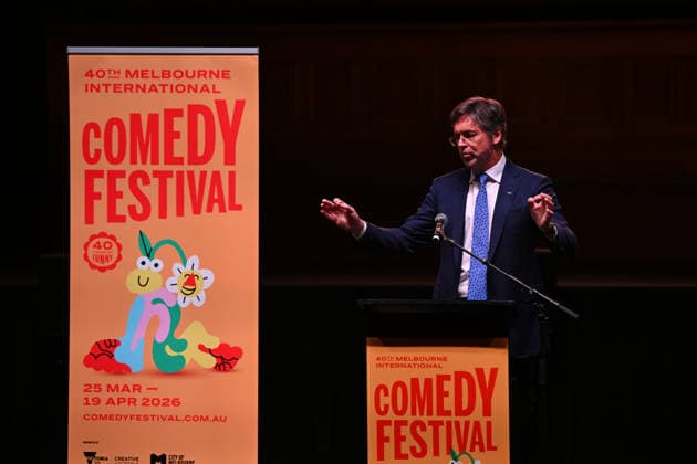 MELBOURNE COMEDY FESTIVAL LAUNCH, Melbourne Lord Mayor Nicholas Reece speaks during the launch of the 2026 Melbourne International Comedy Festival at Melbourne Town Hall, in Melbourne, Monday, March 23, 2026. ( NO ARCHIVING MELBOURNE VICTORIA AUSTRALIA  Copyright: xJAMESxROSSx 20260323191528260259